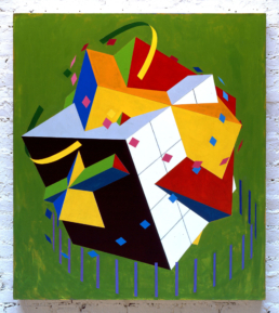 GREEN TRI-CUBE, 1992. Acrylic on Canvas. 44in x 50in (112 x 127 cm) - WILLIAM CONLON