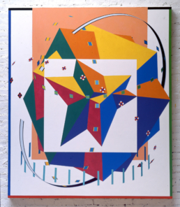 RAM ISLAND TRI-CUBE, 1992. Acrylic on Canvas. 69in x 80in (175 x 203 cm) - WILLIAM CONLON
