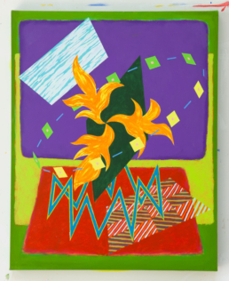 Island Daylilies, 2019. Acrylic on Canvas mounted on Board. 24in x 30in (61 x 76 cm) - WILLIAM CONLON