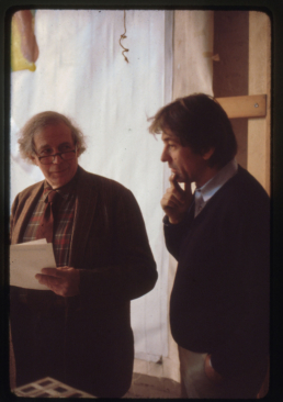 Curator Gene Baro selects Paintings with artist William Conlon for Museum of Art - Carnegie Institute exhibition. Broome Street Studio, 1981