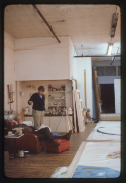 Curator Gene Baro selects Paintings with artist William Conlon for Museum of Art - Carnegie Institute exhibition. Broome Street Studio, 1981