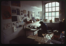 Artist at desk, Broome Street Studio, 1970s - WILLIAM CONLON